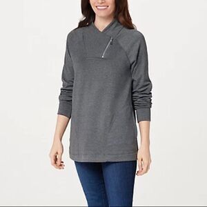 Susan Graver Weekend Heathered Brushed Knit Pullover Top